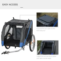 PawHut Dog Bike Trailer, Metal Pet Cart Carrier for Bicycle Kit Water Resistant with Safety Harness, Reflectors, for Large Dogs(m-5)