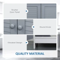 kleankin Under Sink Storage Bathroom Cabinet with Adjustable Shelf, Pedestal Under Sink Design, Grey and White(m-6)