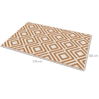 Outsunny Tapete de Exterior Reversível de Plástico Impermeável para para Varanda Pátio Campismo Praia 182x274cm Marrom e Branco(m-3)