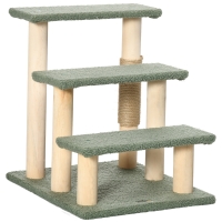 PawHut 48cm Three-Step Cat Tree, with Toy Ball, Jute Scratching Post - Green
