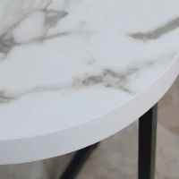 HOMCOM Round End Table with Metal Legs, Modern End Table Bedside Table for Living Room, Bedroom, White(m-9)