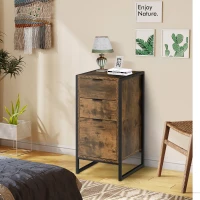 HOMCOM Bedroom Chest of Drawers, Industrial 3-Drawer Dresser, Storage Drawers Unit with Metal Frame for Living Room, Rustic Brown(m-12)