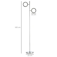HOMCOM Lampadaire LED sur pied salon style moderne 2 abat-jours orientables en métal chromé 800 lumens hauteur 165 cm(m-3)