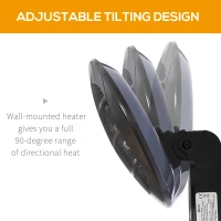 Outsunny Wall Mount Electric Infrared Patio Heater Warmer Aluminium 3 Power Setting 2kW(m-6)