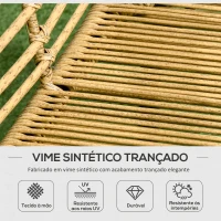 Outsunny Conjunto de Móveis de Vime com Sofá de 2 Lugares 2 Poltronas Mesa de Centro e 4 Almofadas Marrom Claro e Cinza Escuro(m-5)