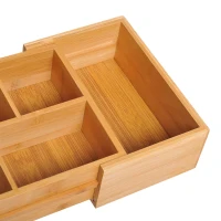 HOMCOM Bamboo Extendable Tray for Drawer with Dividers, 5-7 Compartments, Cutlery Organiser, Drawer Inserts, Natural(m-8)
