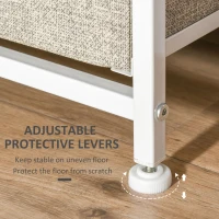 HOMCOM Vertical 7 Linen Drawers Cabinet Organizer Storage Dresser Tower with Metal Frame Adjustable Feet for Living Room, Bathroom, Kitchen, White, Oak and Light Grey(m-5)