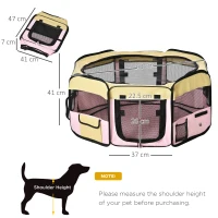 PawHut Fabric Pet Whelping Box Dog Cat Puppy Playpen Rabbit Guinea Pig Play Pen in Pink(m-3)