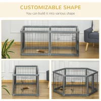 PawHut Dog Play Pen 6 Panel Pet Playpen Foldable Puppy Playpen Rabbit Guinea Pig Run w/ Door(m-4)
