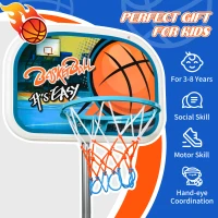 HOMCOM Kids Basketball Hoop and Stand Portable Basketball Stand Set w/ Ball Pump Netting Backboard Adjustable Height from 126 cm to 158 cm(m-6)