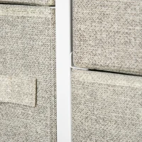 HOMCOM Vertical 7 Linen Drawers Cabinet Organizer Storage Dresser Tower with Metal Frame Adjustable Feet for Living Room, Bathroom, Kitchen, White, Oak and Light Grey(m-11)