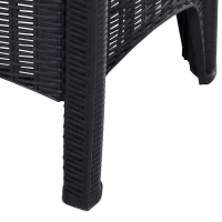 Outsunny 3 PCs Rattan Effect Bistro Set, Outdoor Wicker Weave Furniture w/ 2 Cushioned Chairs, 1 Storage Function Coffee Table for Garden, Patio, Furniture - Black(m-9)