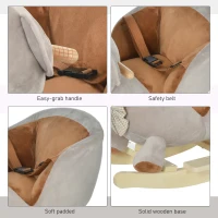 HOMCOM Toddlers Plush Bear Rocking Horse Grey(m-6)