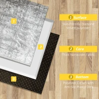 HOMCOM Grey Rug, Modern Abstract Area Rugs, Decorative Carpet for Living Room, Bedroom, Dining Room, 150 x 80cm(m-5)