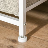 HOMCOM Vertical 7 Linen Drawers Cabinet Organizer Storage Dresser Tower with Metal Frame Adjustable Feet for Living Room, Bathroom, Kitchen, White, Oak and Light Grey(m-9)