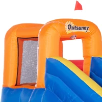 Outsunny 5 in 1 Kids Bouncy Castle Water Slide Large Space Style Inflatable House Trampoline Pool Water Gun Climbing Wall with Air Blower for Kids Age 3-8(m-11)