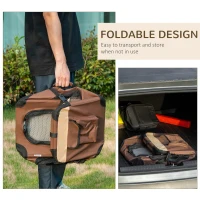PawHut 51cm Foldable Pet Carrier, with Cushion, for Mini Dogs and Cats - Brown(m-6)
