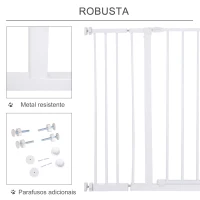 PawHut Barreira de Segurança para Animais de Estimação Extensível para Escadas e Portas Barreira de Segurança para Cães 76-107x76 cm Branco(m-5)