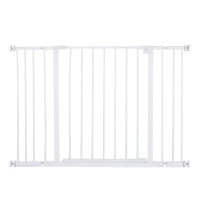 PawHut Barreira de Segurança para Animais de Estimação Extensível para Escadas e Portas Barreira de Segurança para Cães 76-107x76 cm Branco(m-1)