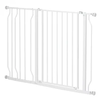 PawHut Wide Dog Safety Gate, with Door Pressure, for Doorways, Hallways, Staircases - White(m-11)