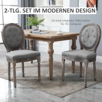 Elegancki Zestaw 2 Krzeseł do Jadalni w Stylu Vintage z Oparciem - HOMCOM, Szary(m-4)