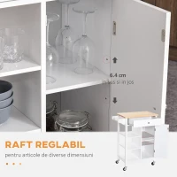 HOMCOM carucior bucatarie, din lemn, 66x39,5x86,5cm, alb(m-5)
