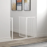 PawHut Wide Dog Safety Gate, with Door Pressure, for Doorways, Hallways, Staircases - White(m-10)