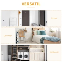 HOMCOM Suport de imbracaminte din bambus , cu 2 rafturi de depozitare, 2 carlige si sina de agatat pentru intrare, dormitor si birou, natural(m-6)