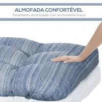 Outsunny Almofada para Bancos de 2 Lugares Almofada Retangular para Interiores e Exteriores Lavável 110x48x8cm Azul(m-5)