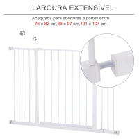 PawHut Barreira de Segurança para Animais de Estimação Extensível para Escadas e Portas Barreira de Segurança para Cães 76-107x76 cm Branco(m-4)