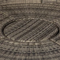 Outsunny Outdoor PE Rattan Garden Furniture with Cushions, Patio Wicker Conversation Set, Round Daybed with Retractable Canopy, Coffee Table, and Three Pillows, Dark Grey(m-9)