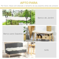 Outsunny Almofada para Bancos de 2 Lugares Almofada Retangular para Interiores e Exteriores Lavável 110x48x8cm Creme(m-6)