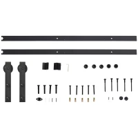 HOMCOM kit sina pentru usi glisante, 200x4x0.6 cm, negru(m-1)