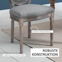 Elegancki Zestaw 2 Krzeseł do Jadalni w Stylu Vintage z Oparciem - HOMCOM, Szary(m-6)