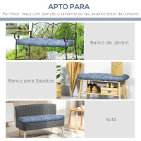 Outsunny Almofada para Bancos de 2 Lugares Almofada Retangular para Interiores e Exteriores Lavável 110x48x8cm Azul(m-6)