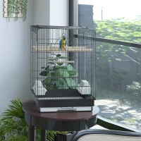 PawHut Aviar pentru Pasari in Metal Negru 41,5x29,5x56,5cm(m-2)