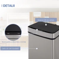 Homcom Cos Gunoi Inteligent 72 L – Inox, 3 Compartimente & Senzor(m-7)