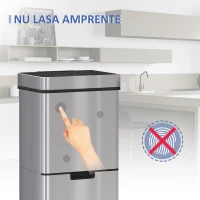 Homcom Cos Gunoi Inteligent 72 L – Inox, 3 Compartimente & Senzor(m-5)