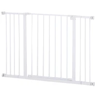 PawHut Barreira de Segurança para Animais de Estimação Extensível para Escadas e Portas Barreira de Segurança para Cães 76-107x76 cm Branco(m-12)