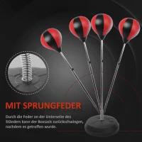 HOMCOM Punchingball Set Standbox Training Set 125/131/138/145cm höhenverstellbar mit 1 paar Handschuhe 1 Pump Geeignet für Profis und Anfänger Rot(m-7)