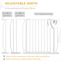PawHut Wide Dog Safety Gate, with Door Pressure, for Doorways, Hallways, Staircases - White(m-5)