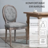 Elegancki Zestaw 2 Krzeseł do Jadalni w Stylu Vintage z Oparciem - HOMCOM, Szary(m-5)