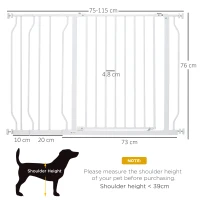 PawHut Wide Dog Safety Gate, with Door Pressure, for Doorways, Hallways, Staircases - White(m-3)