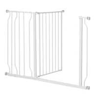 PawHut Wide Dog Safety Gate, with Door Pressure, for Doorways, Hallways, Staircases - White(m-9)