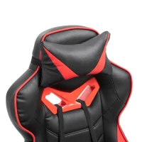 Vinsetto Swivel Gaming Chair with Footrest, PU Leather Computer Office Chair with Lumbar Support and Headrest, Black and Red(m-9)