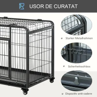 PawHut Kennel pentru Caini Pliabil Usa cu Blocare 4 Roti Fund Detasabil(m-5)