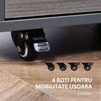HOMCOM Noptiera, masuta de cafea cu sertare pentru living, dormitor, gri inchis(m-6)