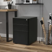 Vinsetto Lockable Cabinet, Rolling Filing Cabinet with 3 Drawers, Steel Office Drawer Unit for A4, Letter, Legal Sized Files(m-10)