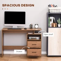 HOMCOM Computer Desk with Shelf, Drawer Writing Table for Home Study, Office, Brown(m-4)