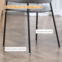 HOMCOM Set de 2 scaune de sufragerie moderne, scaune decorative din material textil la atingere de in cu cotiere, scaune de bucatarie cu picioare de otel pentru sufragerie, albastru(m-6)